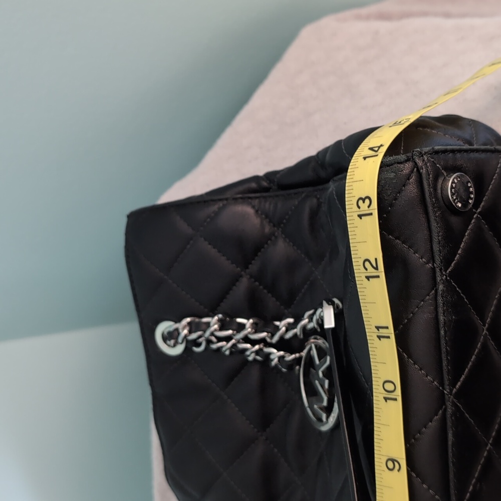 Michael Kors Susannah Quilted Black Leather Shoulder Bag Super Soft Leather - Picture 12 of 13